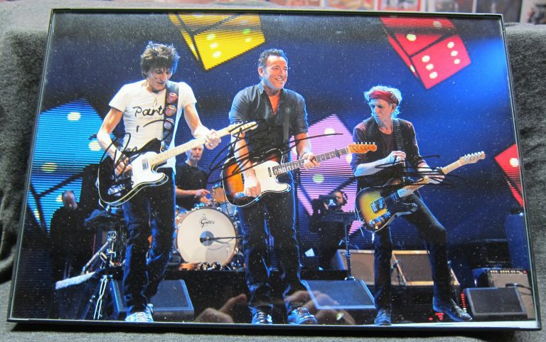 Ron Woods, Bruce Springsteen, Keith Richards Autographed Photo